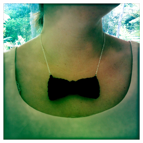 Crocheted bowtie necklace